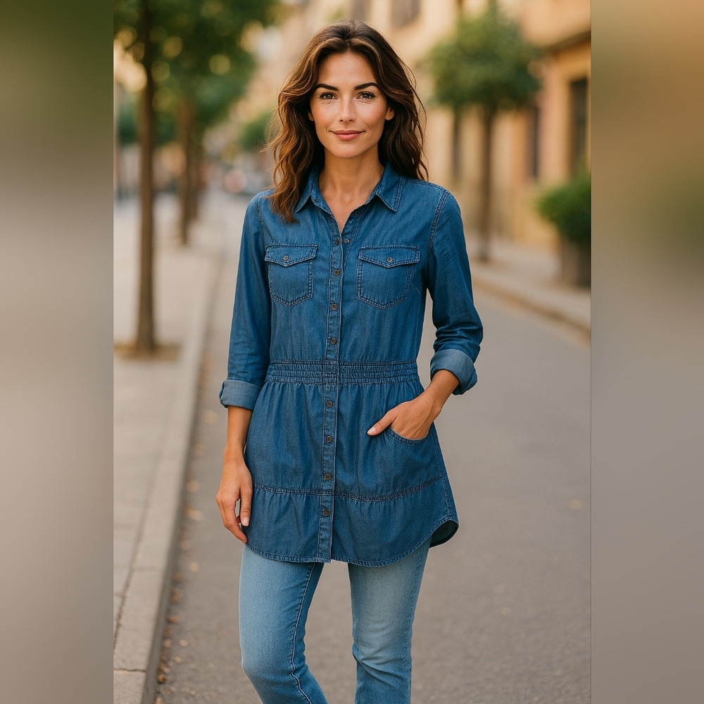 Ted Baker Sz 3/M/US(8-10) light denim dress - Picture 8 of 8